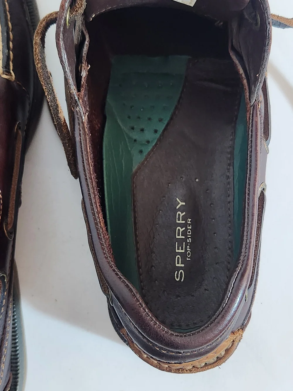 Sperry Dark Brown Leather Lace Up Loafers Boat Shoes Size 8.5 Flaw
